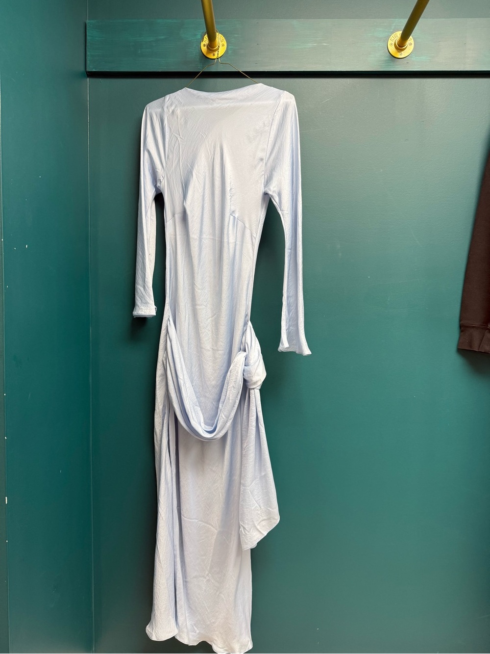 ASOS Pale Blue Long Sleeve Knot-Detail Maxi Dress